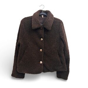 Cozy Brown Teddy Sherpa Coat - NWT Trendy Soft fleece jacket. Medium
